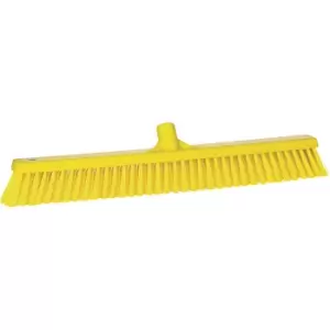Image of Vikan Broom, width 610 mm, soft/hard, pack of 10, yellow