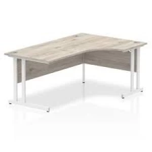 image of Trexus Radial Desk Right Hand Silver Cable Managed Leg 1800mm Grey Oak