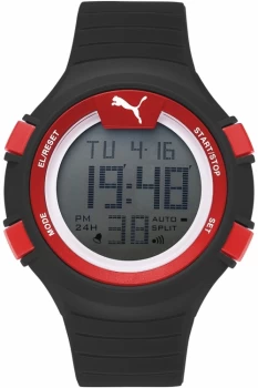 Mens Puma PU91128 FAAS 100 L - Black red Alarm Chronograph Watch PU911281006