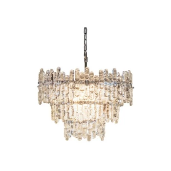 Image of Endon Collection Lighting - Endon Lighting Maya - Pendant Chrome Effect Plate & Clear Glass 9 Light Dimmable IP20 - E14