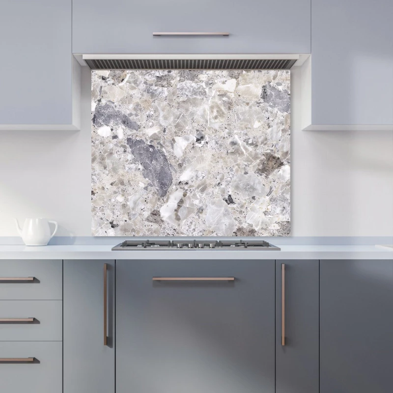 Image of Warren Reed - Designer Silver Quartz Effect Kitchen Splashback in Grey Size: 600mm x 750mm Grey Unisex 600mm x 750mm