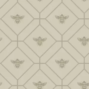 image of Holden Honeycomb Bee Taupe Wallpaper