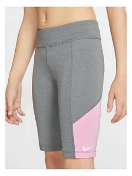 Nike Older Girls Trophy Cycling Running Shorts - Grey/Pink