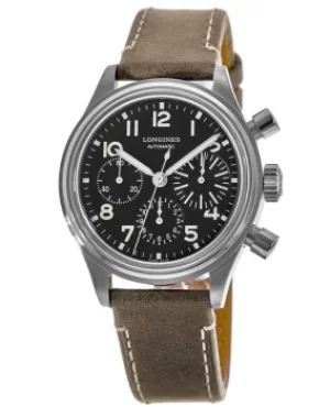 image of Longines Heritage Avigation Big Eye Black Dial Brown Leather Mens Watch L2.816.4.53.2 L2.816.4.53.2