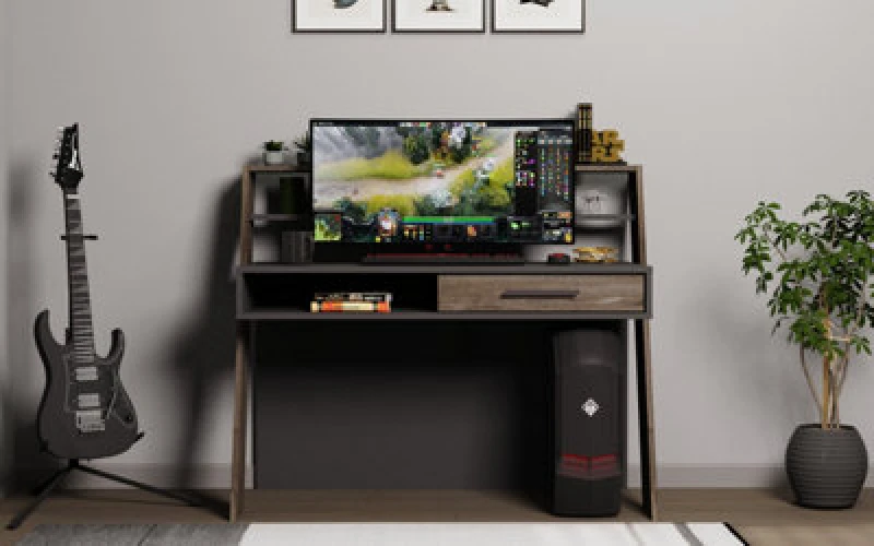 Image of Decorotika Soho Computer Desk Anthracite Wenge