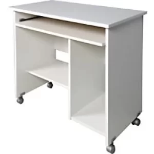 image of Germania Home Office Computer Desk 0482-84, in White, on castors, 90 x 72 x 48cm (w/h/d)