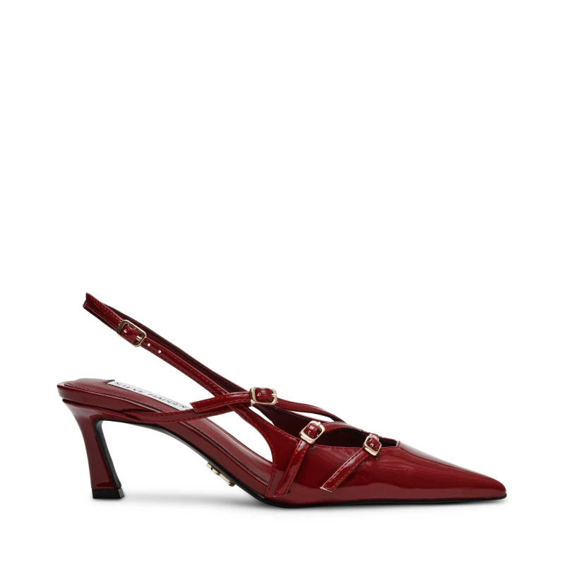 Image of Steve Madden Womens Liana Patent Heeled Sandal Wine Patent female 6 (39)