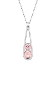 image of Recycled Sterling Silver & Pink CZ Teardrop Pendant Necklace