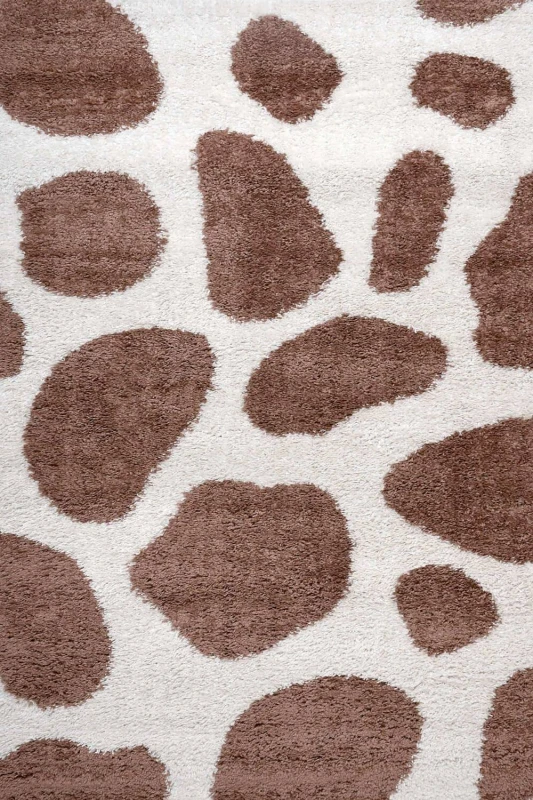 Image of THE RUGS Moodi Pebble Design Shaggy Soft High Pile Living Room Rug & Runner in Terracotta Size: 120cm x 170cm Terracotta Unisex 120cm x 170 cm