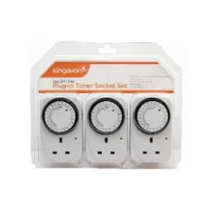 image of Kingavon 3Pc 24 Hour Plug In Timer Socket Set