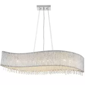 Image of Hanging Ceiling Linear Pendant Light Chrome & K9 Crystal Stunning Feature Lamp