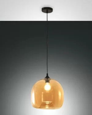 Image of Maia Dome Pendant Ceiling Lights Amber Glass, E27