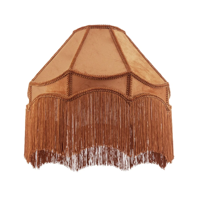 Image of Happy Homewares Traditional Victorian Empire Soft Velvet Lamp Shade with Lengthy Tassels in Mustard Size: 16" Mustard Unisex 16"