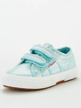 SUPERGA Girls 2750 Cotj Lame Strap Plimsoll Pumps - Blue, Size 1 Older