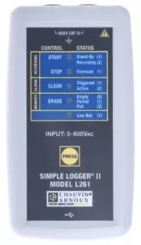 Image of Chauvin Arnoux L261 Voltage Data Logger with Voltage Sensor, 1 Input Channels