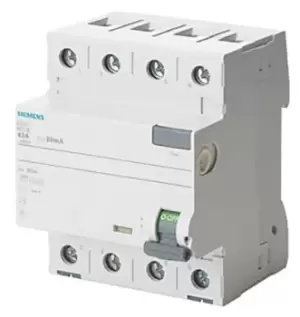Image of Siemens, 25A Instantaneous RCD, Trip Sensitivity 300mA, Type A, DIN Rail