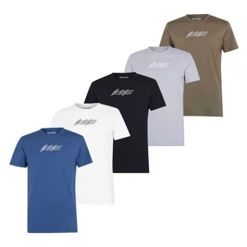 image of Jack and Jones 5 Pack Repeat logo T Shirt - W/Blk/Blu/Gr/Kh