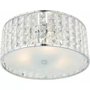 Image of Loops - Flush Bathroom Ceiling Light Diffused Crystal Shade IP44 Round Lamp Bulb Holder