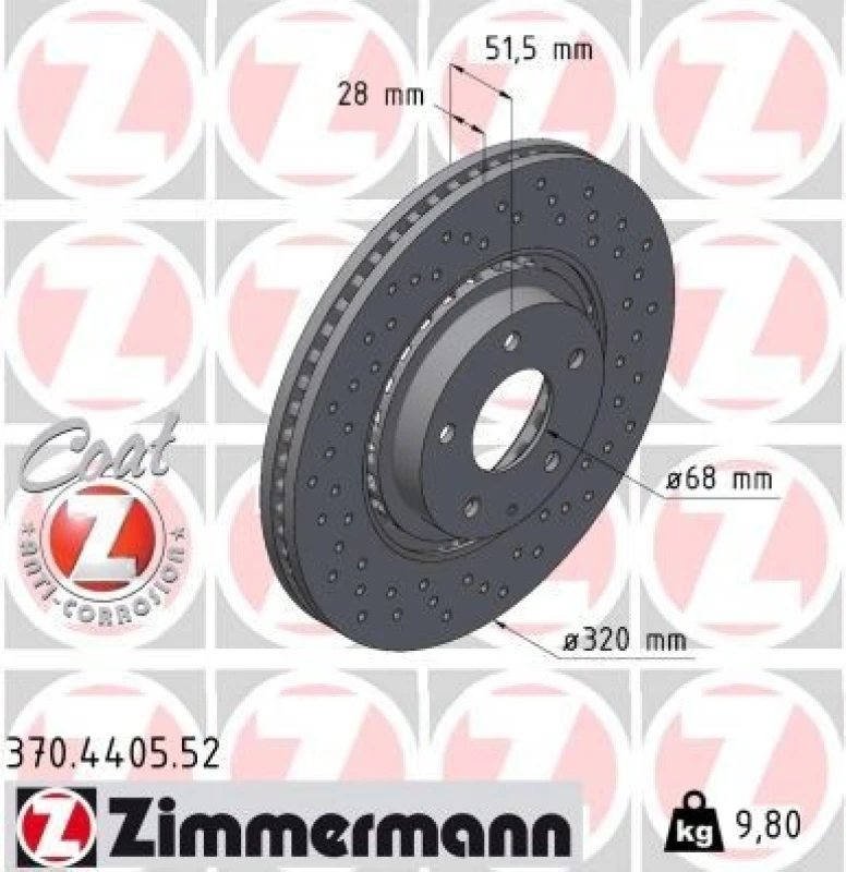 Image of ZIMMERMANN Brake disc ZIMMERMANN 370.4405.52