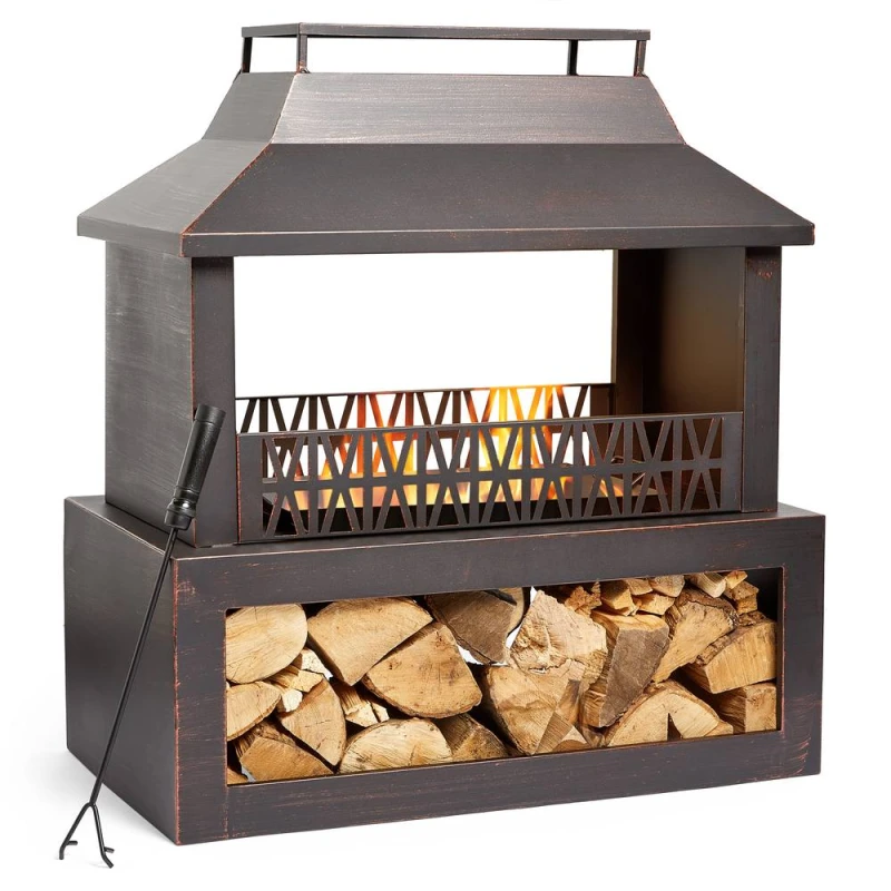 Image of Vonhaus Outdoor Fireplace, Black 2500380
