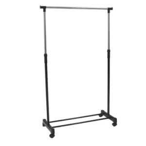 image of Adjustable Single Mobile Garment Clothes Rail With Wheels