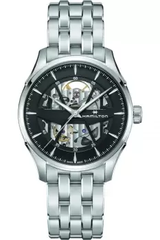 Image of Hamilton Jazzmaster Skeleton Black Steel H42535180