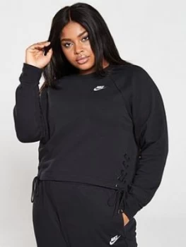 Image of Nike NSW Essential Tie Sweat (Curve) - Black, Size 26-28=3X, Women