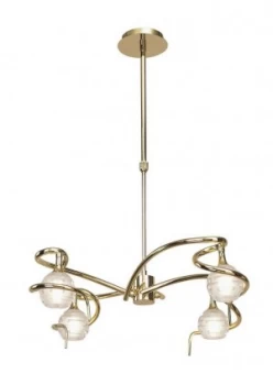 image of Telescopic Ceiling Pendant Semi Flush Convertible 4 Light G9, Polished Brass