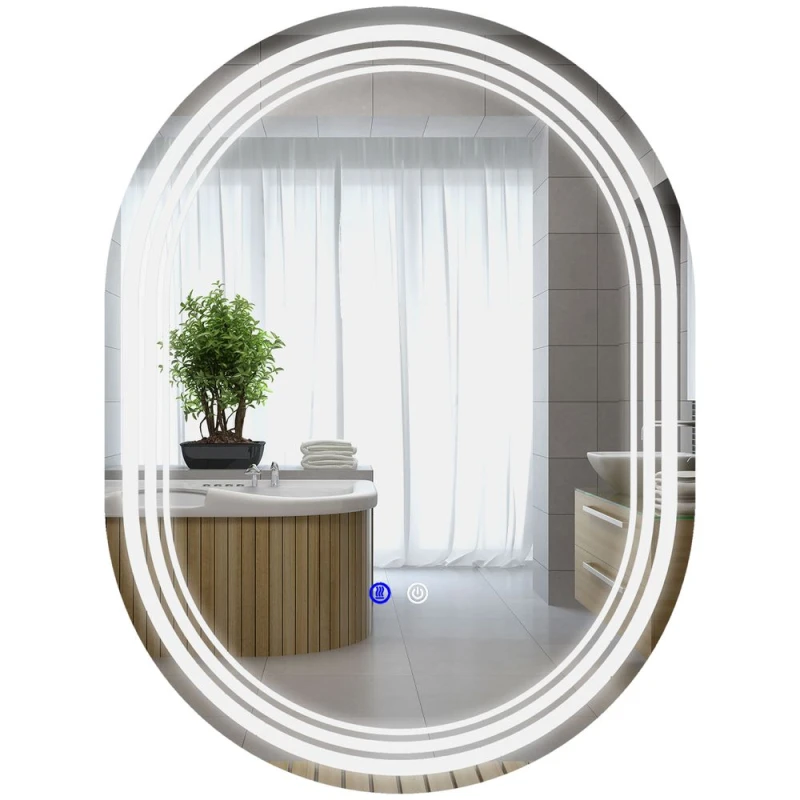 Image of kleankin Bathroom Mirror with LED Lights - 3 Colours - Anti-fog - 70 x 50cm TJ Hughes 5056725353643