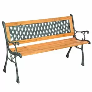 image of Tectake Garden Bench Tamara, 2-seater In Wood And Cast Iron (128X51X73cm) Brown