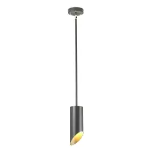 Image of 1 Bulb Ceiling Pendant Light Fitting Dark Grey Polished Nickel LED E27 8W