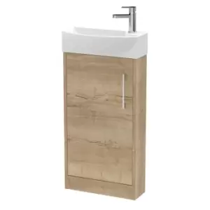 Hudson Reed Juno Compact 440mm Floor Standing 1 Door Unit & 1 Tap Hole Basin LH - Autumn Oak