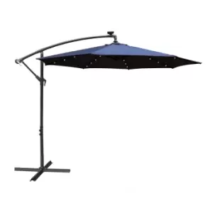 image of Airwave 3m Banana Hanging Parasol with Solar LED Spotlights (base not included) - Navy