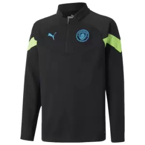 image of 2022-2023 Man City Half Zip Training Top (Black) - Kids