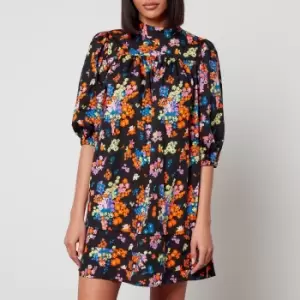 image of Aligne Glossy Floral-Print Cotton Mini Dress - EU 36/UK 8