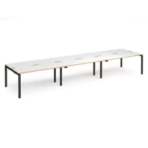 image of Bench Desk 6 Person Rectangular Desks 4800mm White/Oak Tops With Black Frames 1200mm Depth Adapt