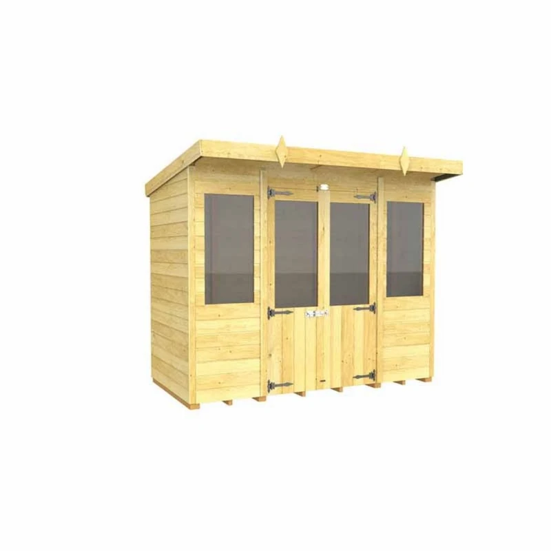 Image of Buttercup Farm 8ft x 4ft Pent Summer House - Wood - L118 x W243 x H201cm in Brown Brown Unisex