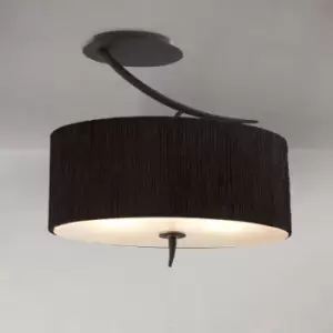 image of Eve semi-ceiling light 2 bulbs E27, anthracite with Black oval lampshade