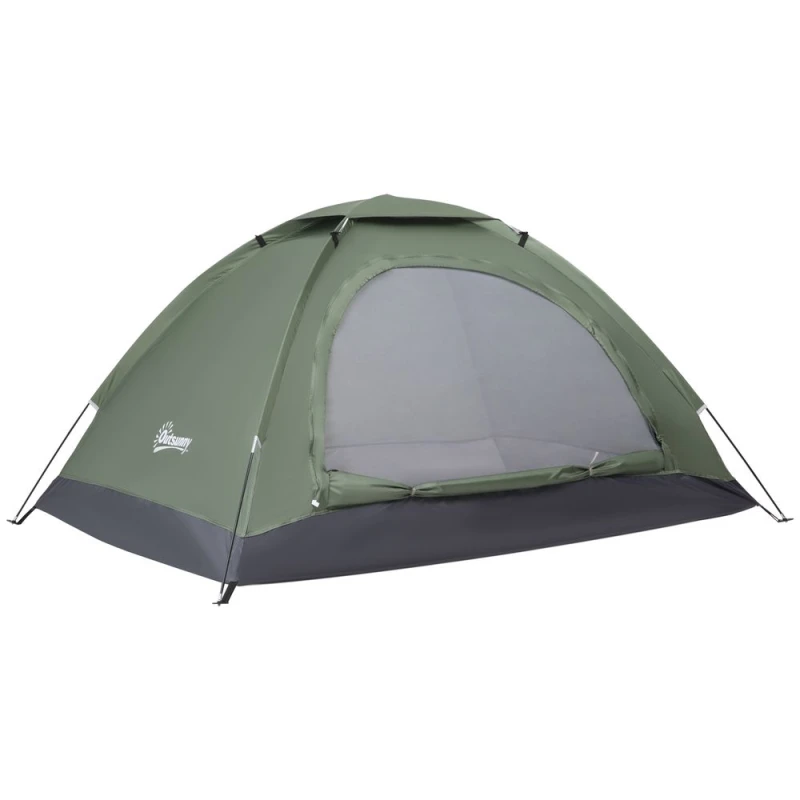 Image of Outsunny Camping Tent for 2 Person Dome Tent w/ Storage Pocket Green