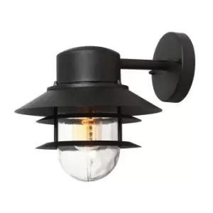 Image of Copenhagen 1 Light Outdoor Dome Wall Lantern Light Black IP44, E27