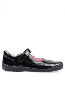 image of Start-rite Girls Spirit Strap School Shoes - Black Patent, Size 1 Older