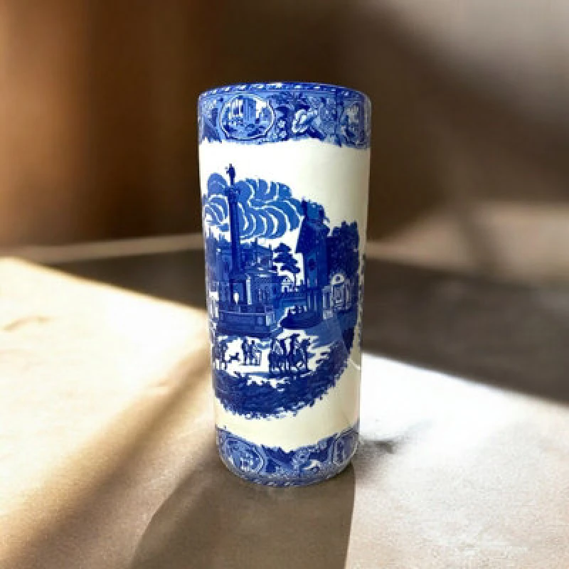 Image of Minster Reepham Round Umbrella Stand - Vase - L20 X W20 X H46cm - Blue/white