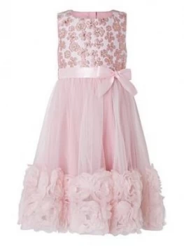 Image of Monsoon Girls Nina Rose Jacquard 3D Roses Dress - Pink