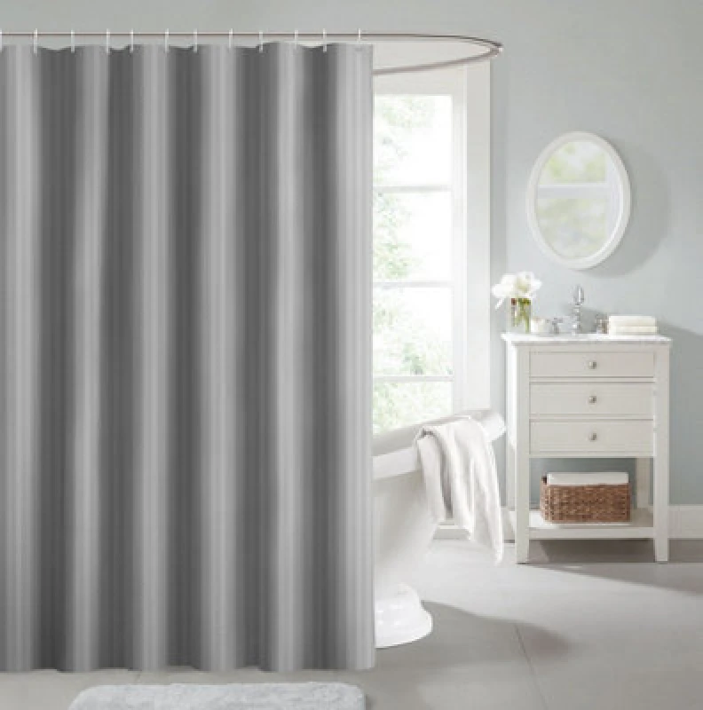 Image of Velosso Grey Stripe Shower Curtains 180Cm X 180Cm