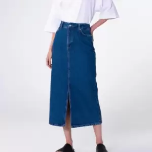 image of Aligne Greta Organic Cotton-Denim Midi Skirt - UK 16