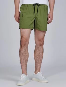 Image of Barbour International Cargo Detail Swim Shorts - Green , Green, Size L, Men