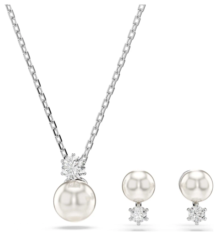 Image of Swarovski 5689624 Matrix Necklace and Stud Earrings Set Jewellery