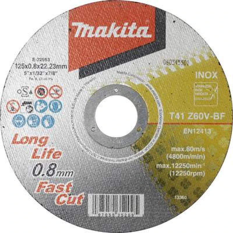 Image of Makita Z60V Thin Stainless Steel Cutting Discs E-22953 Diameter: 125mm
