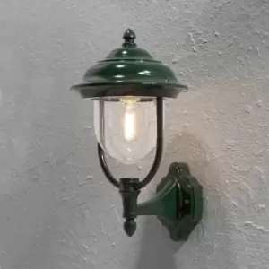 Image of Parma Outdoor Classic Lantern Up Wall Light Green, IP43