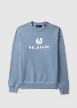 image of Belstaff Mens Signature Crewneck Sweatshirt In Blue Flint